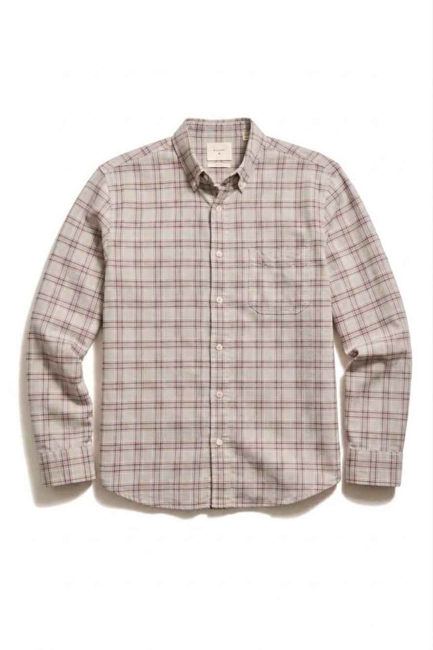 Billy Reid NWT Tuscumbia Gray Red Mélange Plaid Cotton Shirt Mens XL $228